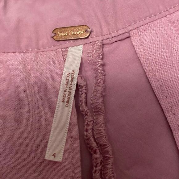 Free People Luca Barrel Pink Cropped Pleated Pants Womens Size 4 X 25 Casual - Picture 8 of 9